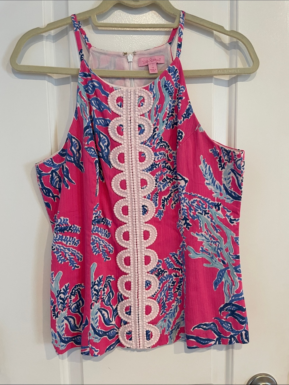Lilly Pulitzer Hot Pink Coral-Print Halter Camisole
